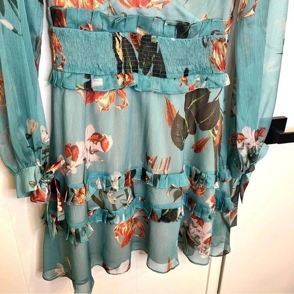 PatBo Carolina floral ruffle mini A-line dress size 2 - Picture 8 of 13